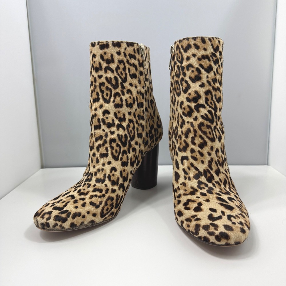 Sam Edelman Corra Leopard Calf Hair Ankle Boots Block Heel Sz 9 Mob Wife‎ Chic - Picture 7 of 10